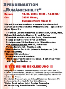 Spendenaufruf: Rumänienhilfe