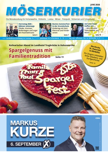 Titelbild der Juni Ausgabe des Kuriers mit Werbung von Markus Kurze und einem Bild eines herzförmigen Kuchens