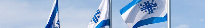Fahnenmasten mit der Flagge der Gemeinde Möser.