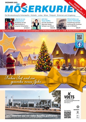 Titelbild des Möserkuriers Dezember 2025 mit Weihnachtsmotiv