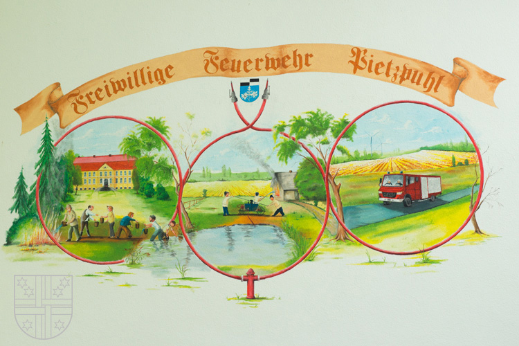 Illustration. Emblem der Freiwilligen Feuerwehr Pietzpuhl. 